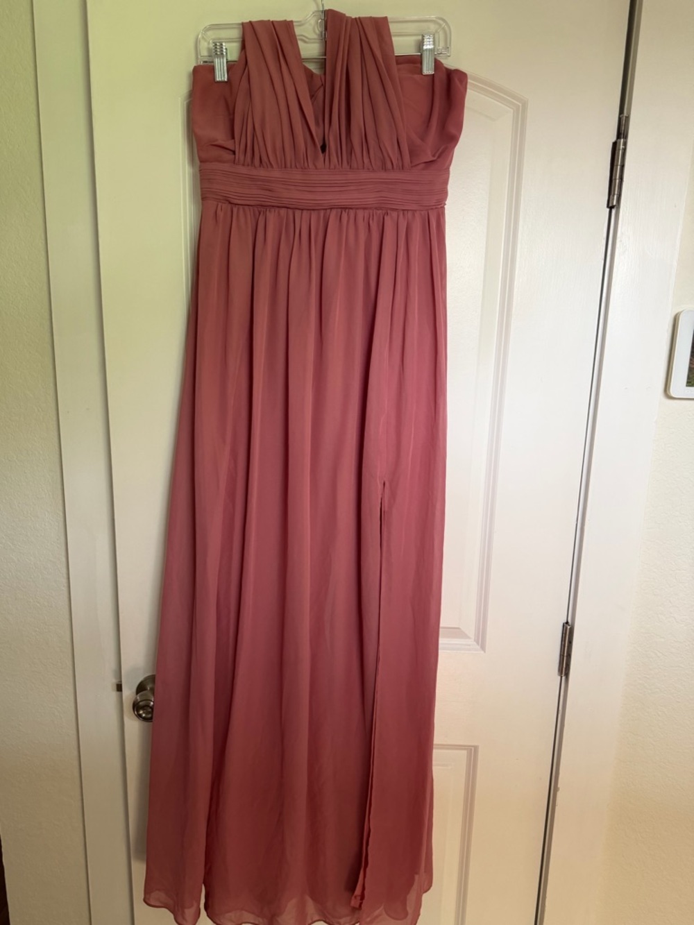 Birdy Grey Blush Strapless Chiffon Maxi Dress